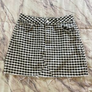 Gingham Print Black and White Women's Skirt